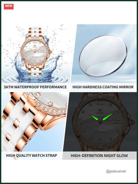 Luxury Ceramic Stainless Steel Women\'s Dress Watch Quartz Diamond Accents main image 4